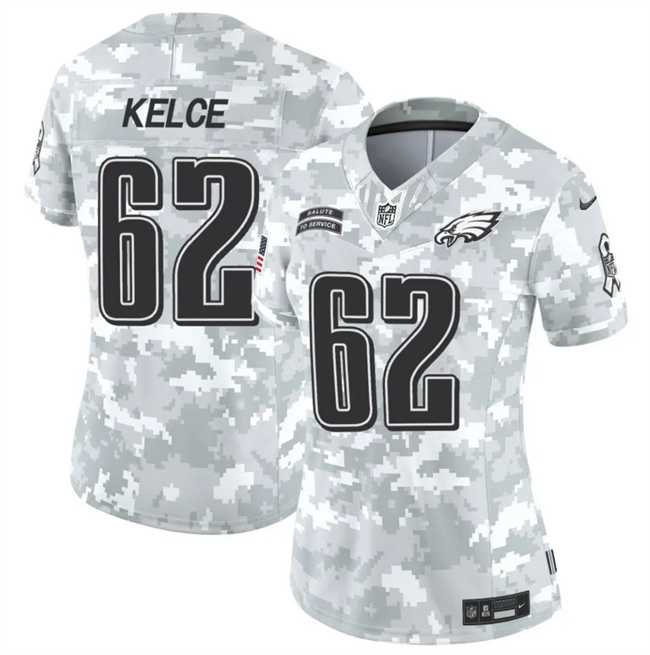 Womens Philadelphia Eagles #62 Jason Kelce 2024 F.U.S.E Arctic Camo Salute To Service Limited Stitched Jersey Dzhi